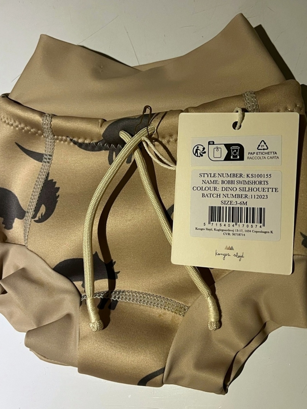 BNWT - Konges Slojd - (3-6M) Baby Toddler Dinosaur Swim Shorts